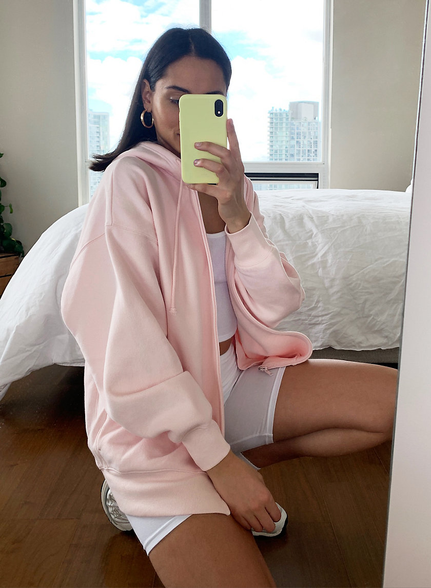 aritzia boyfriend zip up hoodie