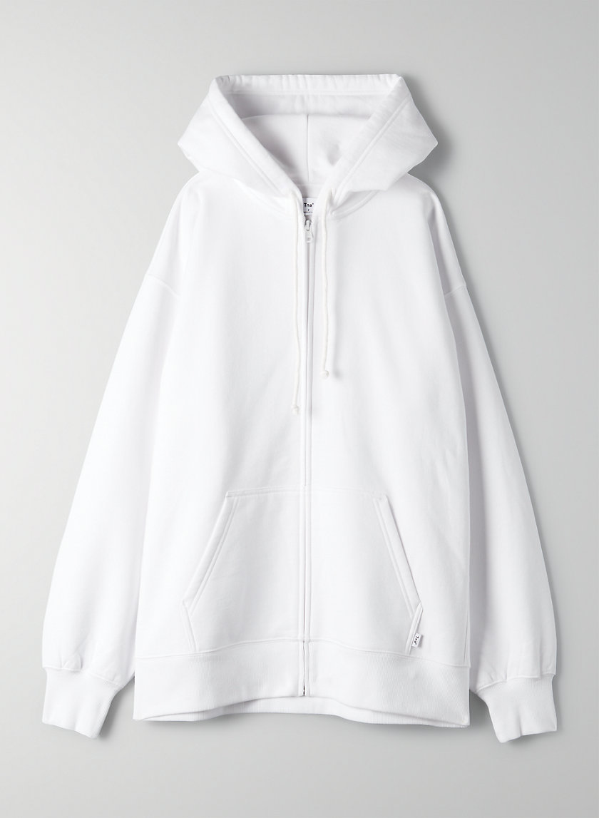 white oversized zip up hoodie