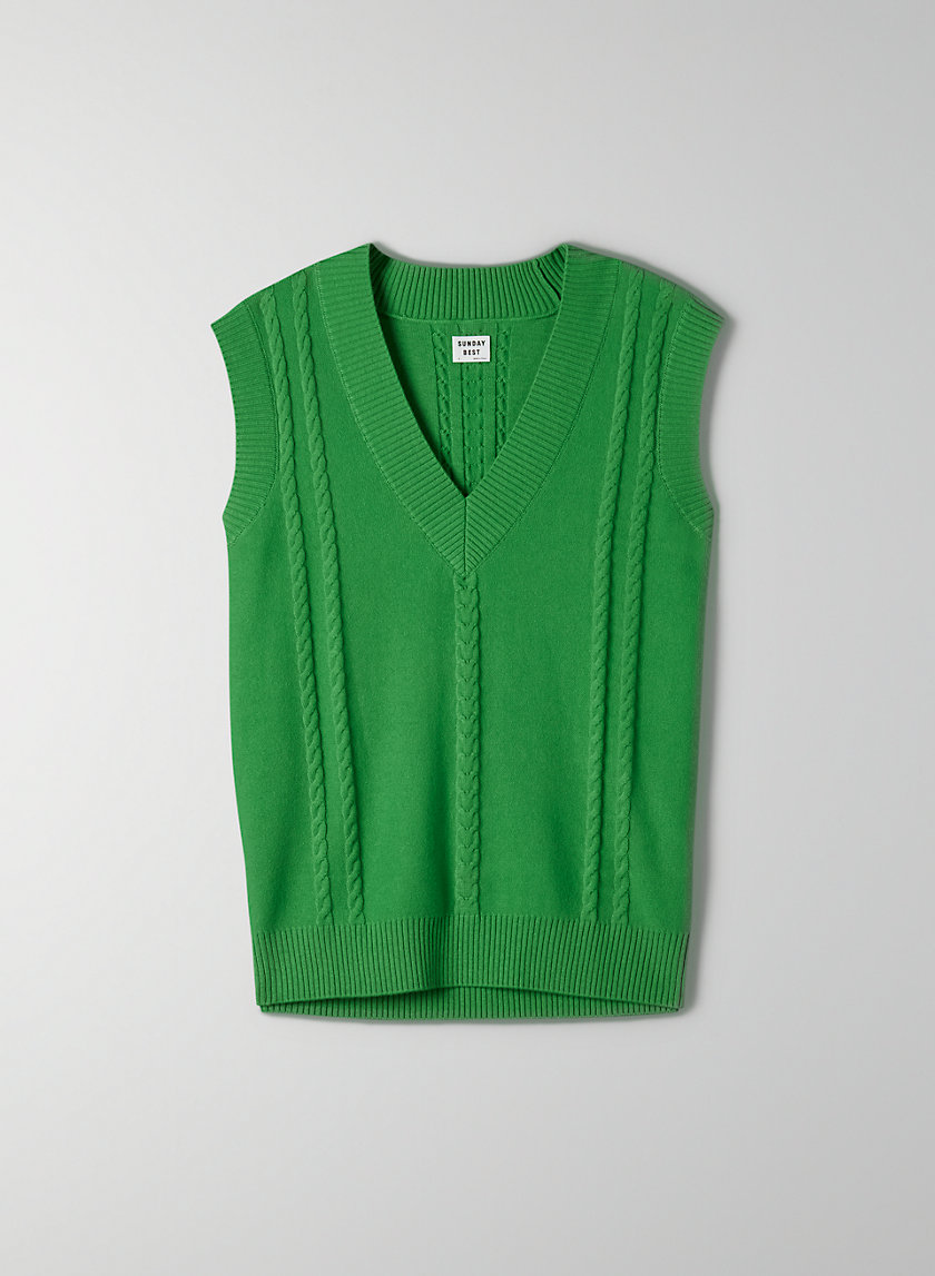 women's green sweater vest