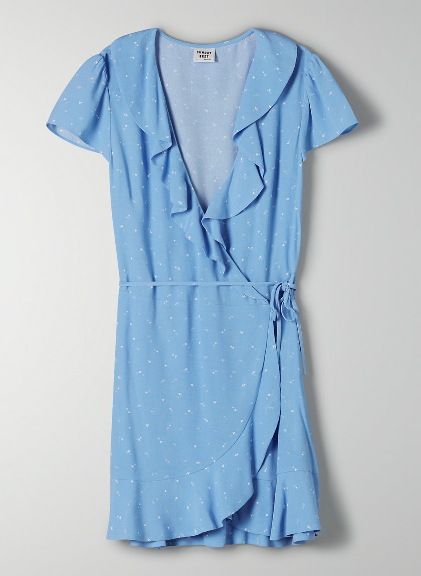 aritzia blue wrap dress