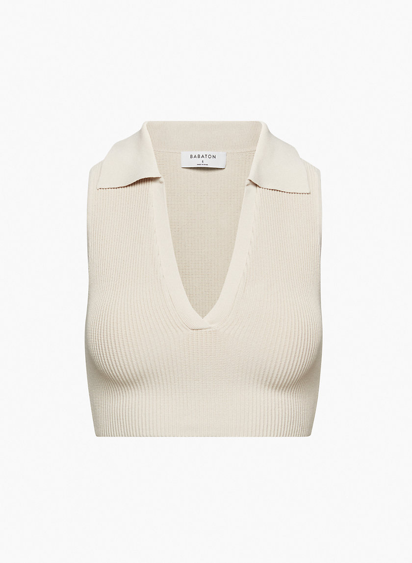 Babaton SCULPT KNIT POLO TOP | Aritzia INTL