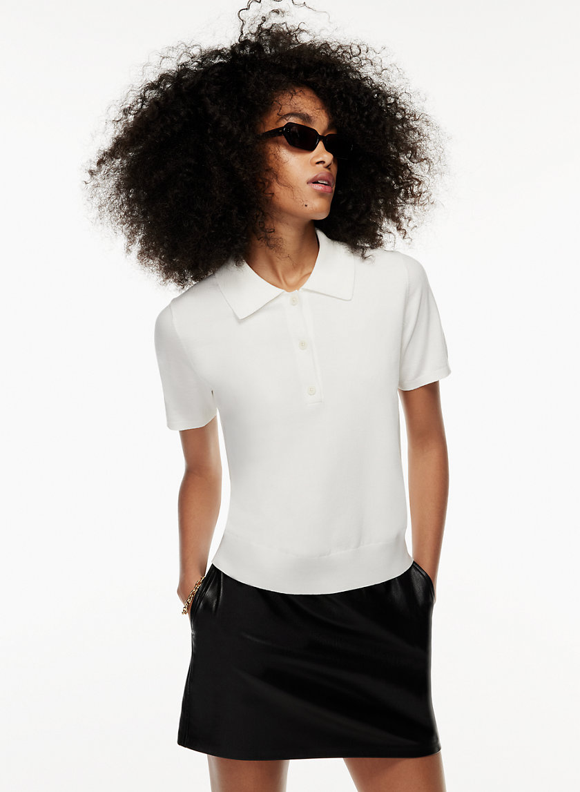 women's short sleeve polo sweater