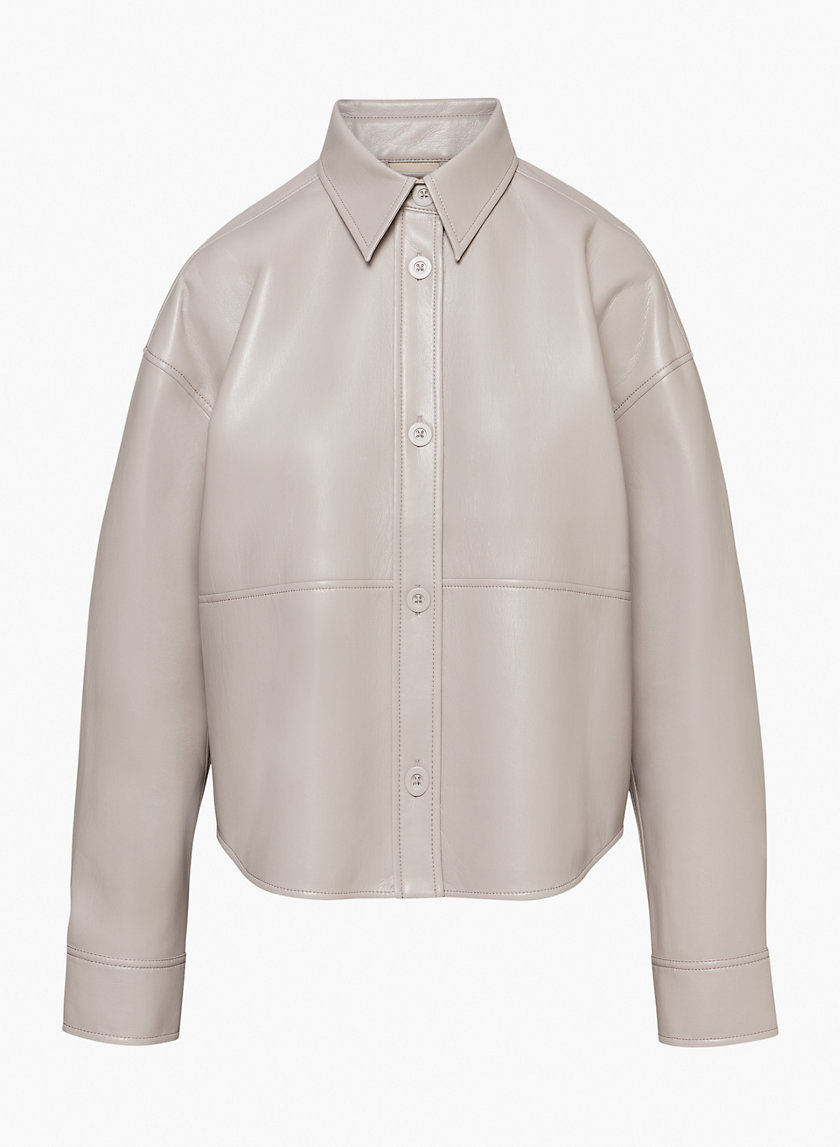 aritzia leather shirt jacket