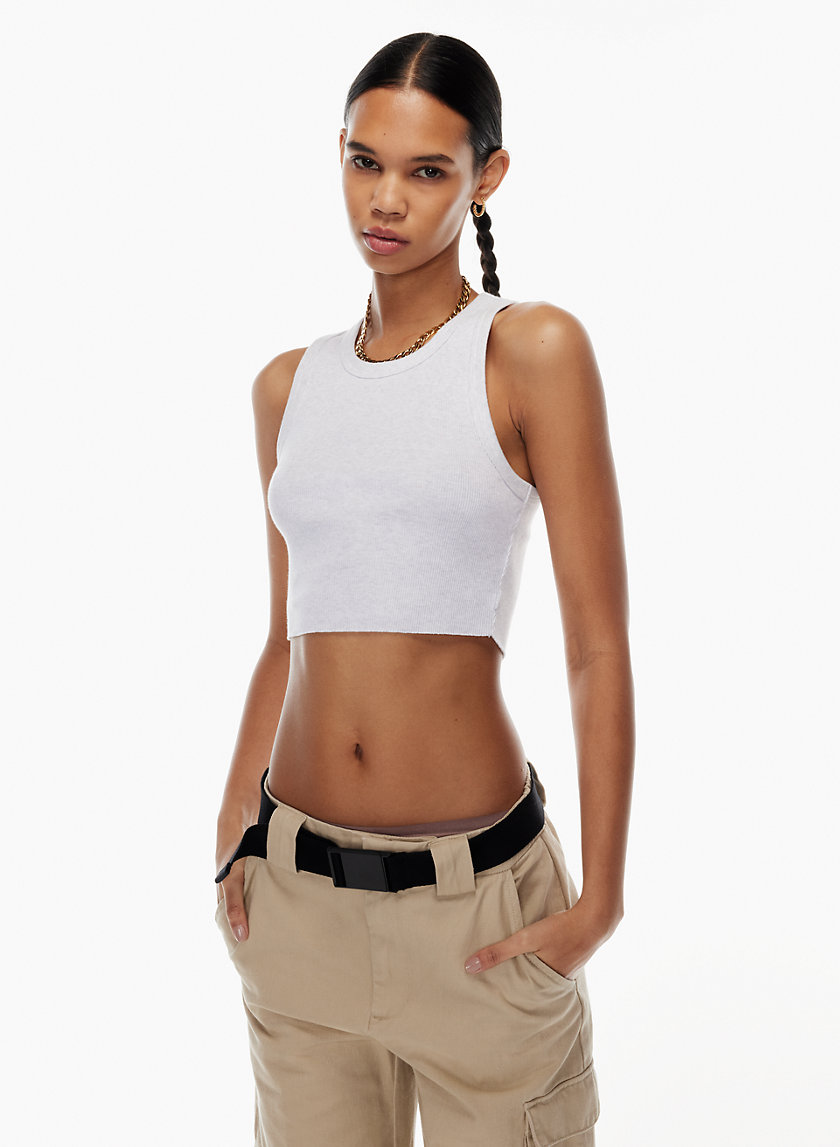 Tna RIBBED CROPPED RACER TANK