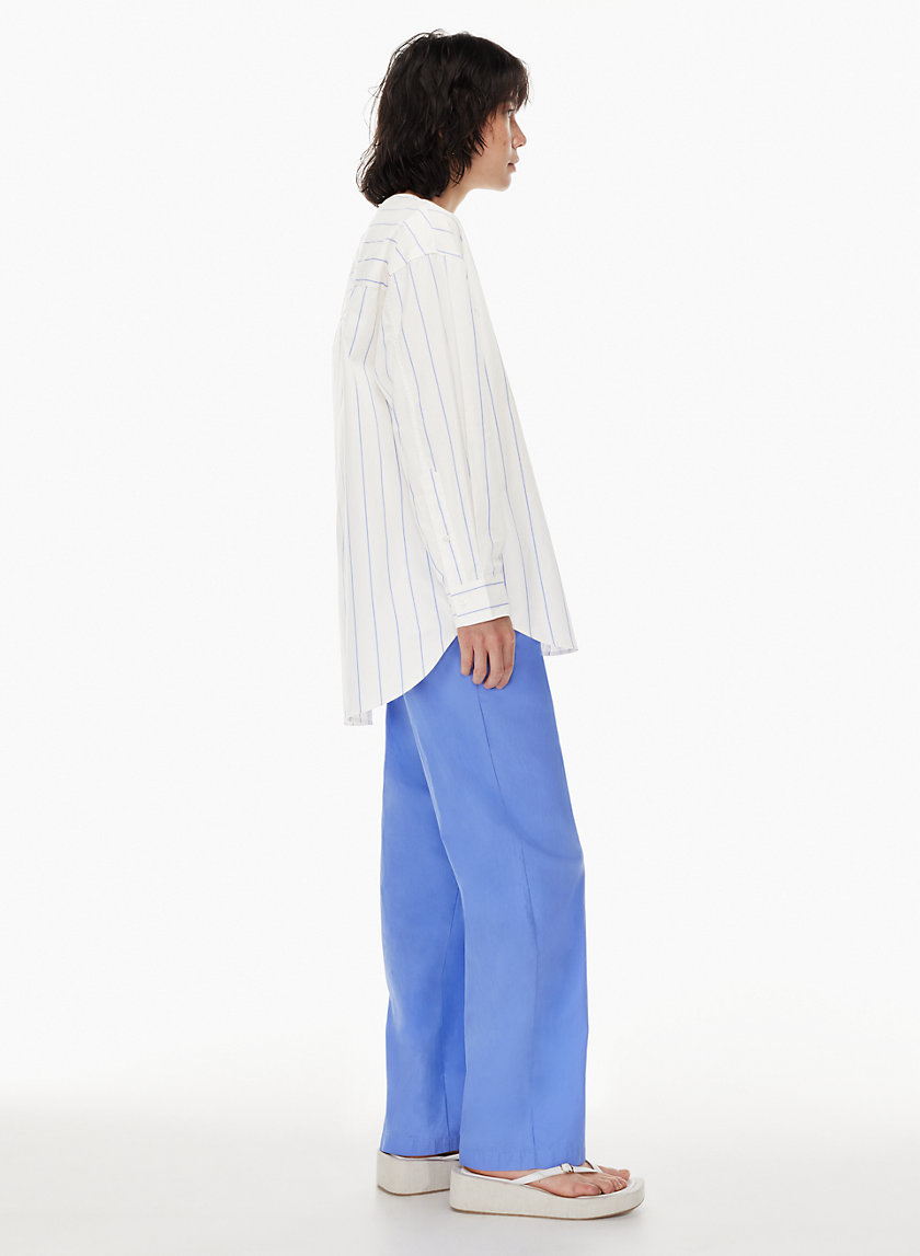 Wilfred Free Women's Relaxed Collarless Shirt in Bailey Light Brc/Plfl Prp size XL - Shop Now, Pay Later with Afterpay