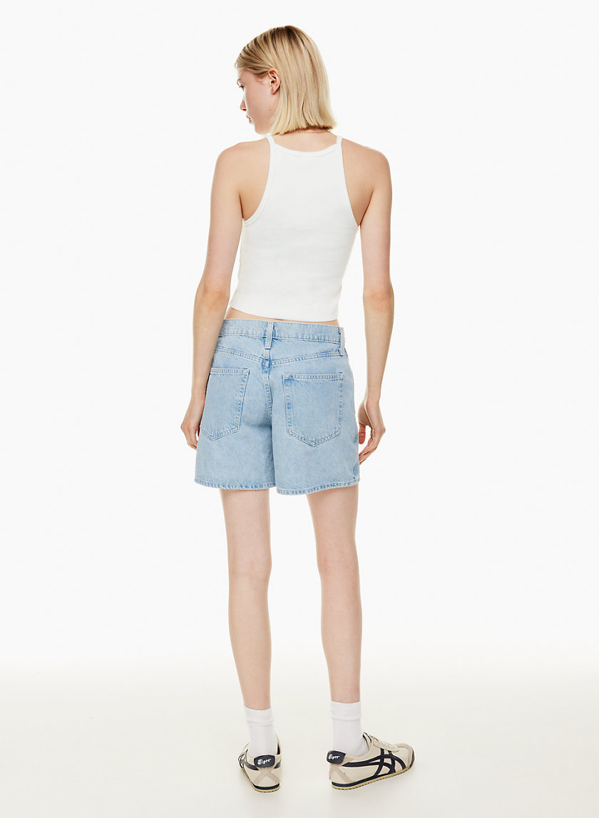 Premium Seriously Stretchy High-Rise Denim Midi Shorts