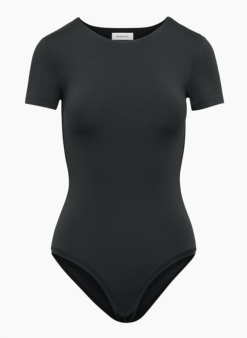 YIANNA Long Sleeve Bodysuit for Women Crew Neck Second-skin Feel Thong