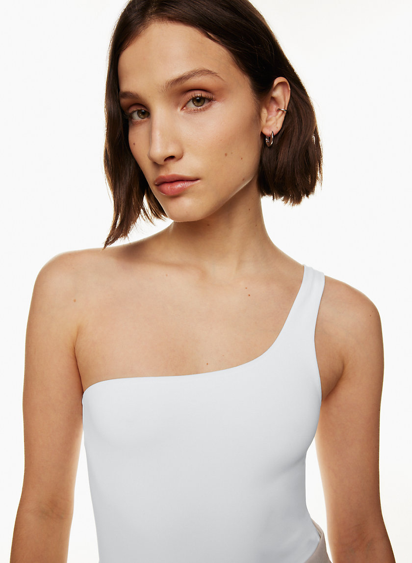 WHITE One Shoulder Bodysuit, Womens Tops