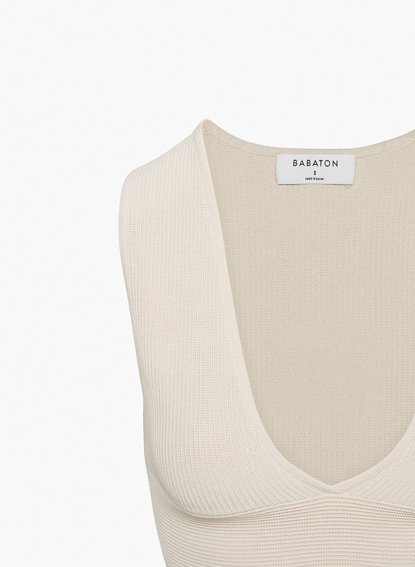 Aritzia The Group Babaton Silhouette Seamless Cropped Tank Deep Taupe Large