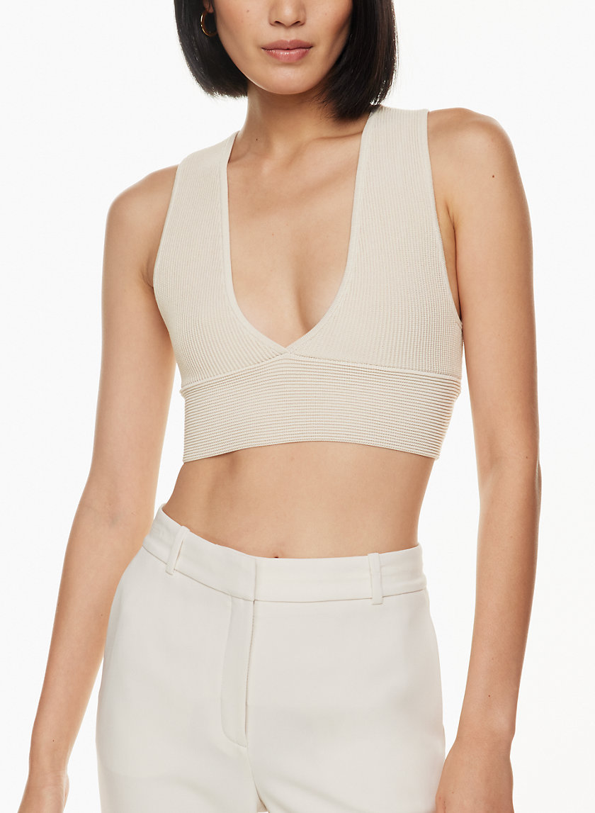 Aritzia The Group Babaton Silhouette Seamless Cropped Tank Deep Taupe Large  
