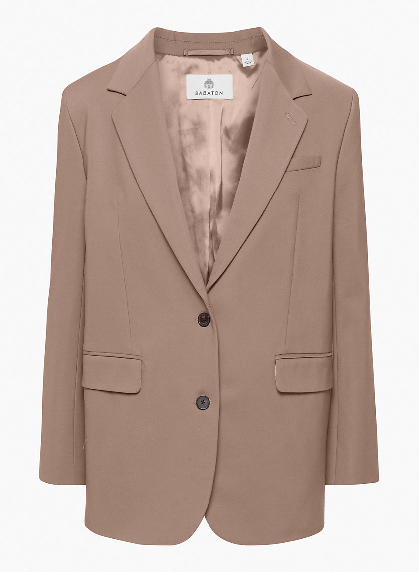 AFA Tatum Checkered Short Sleeve Blazer in Shell, Women's Fashion