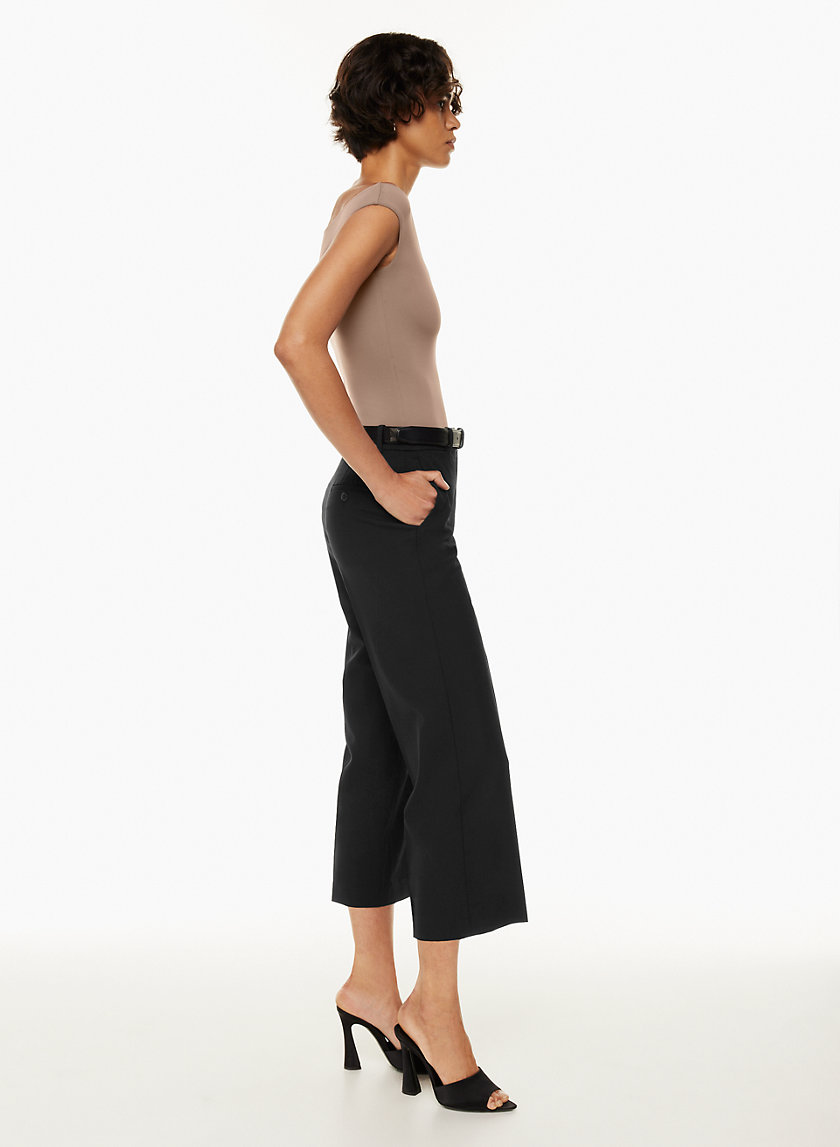 Faux Leather Straight Leg Cropped Pant in Black  Glassons