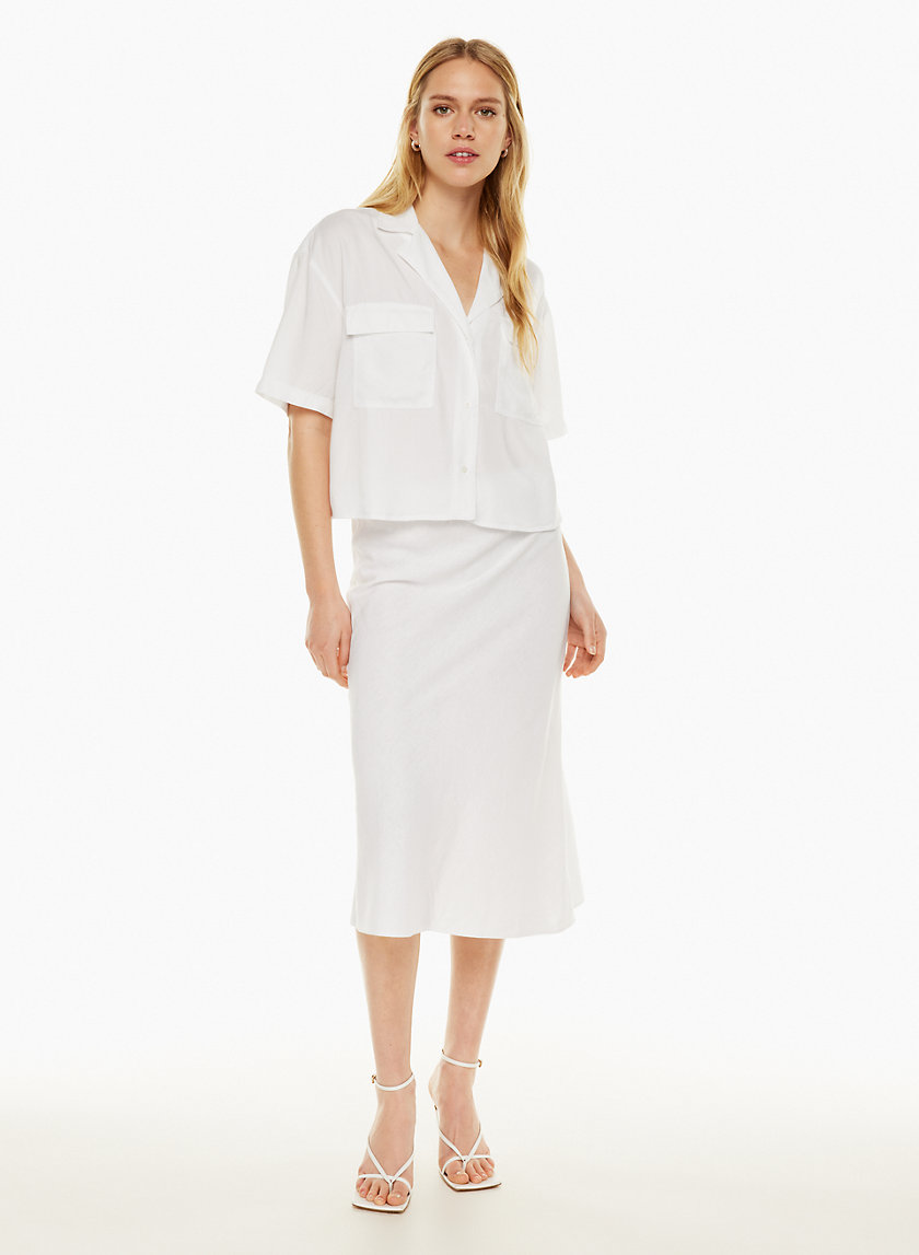 Babaton SLIP LINEN MIDI SKIRT Aritzia US
