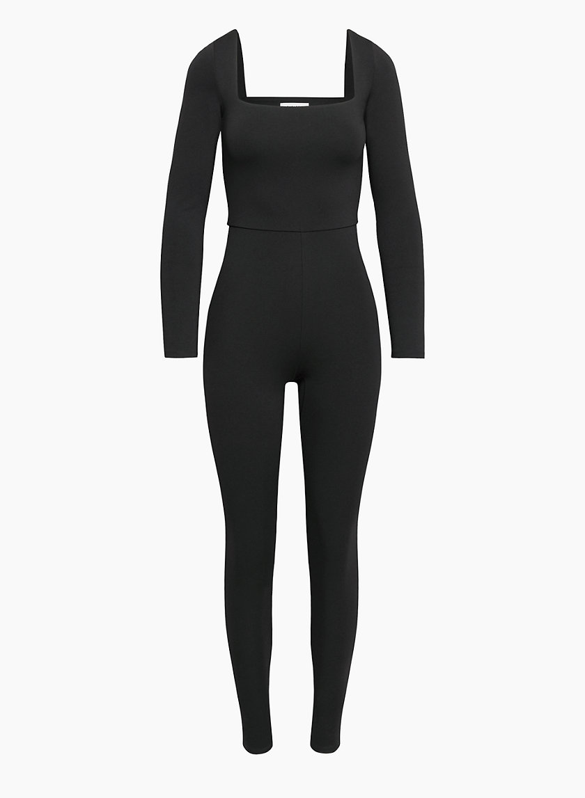 Shape Black Stretch Seamless Zip Front Long Sleeve Jumpsuit