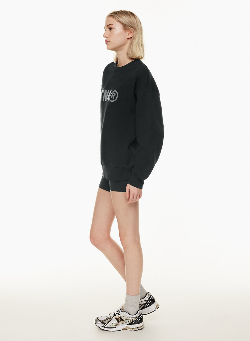 Aritzia TNA Cozy Fleece Boyfriend Cropped Sweatshirt in Black Size