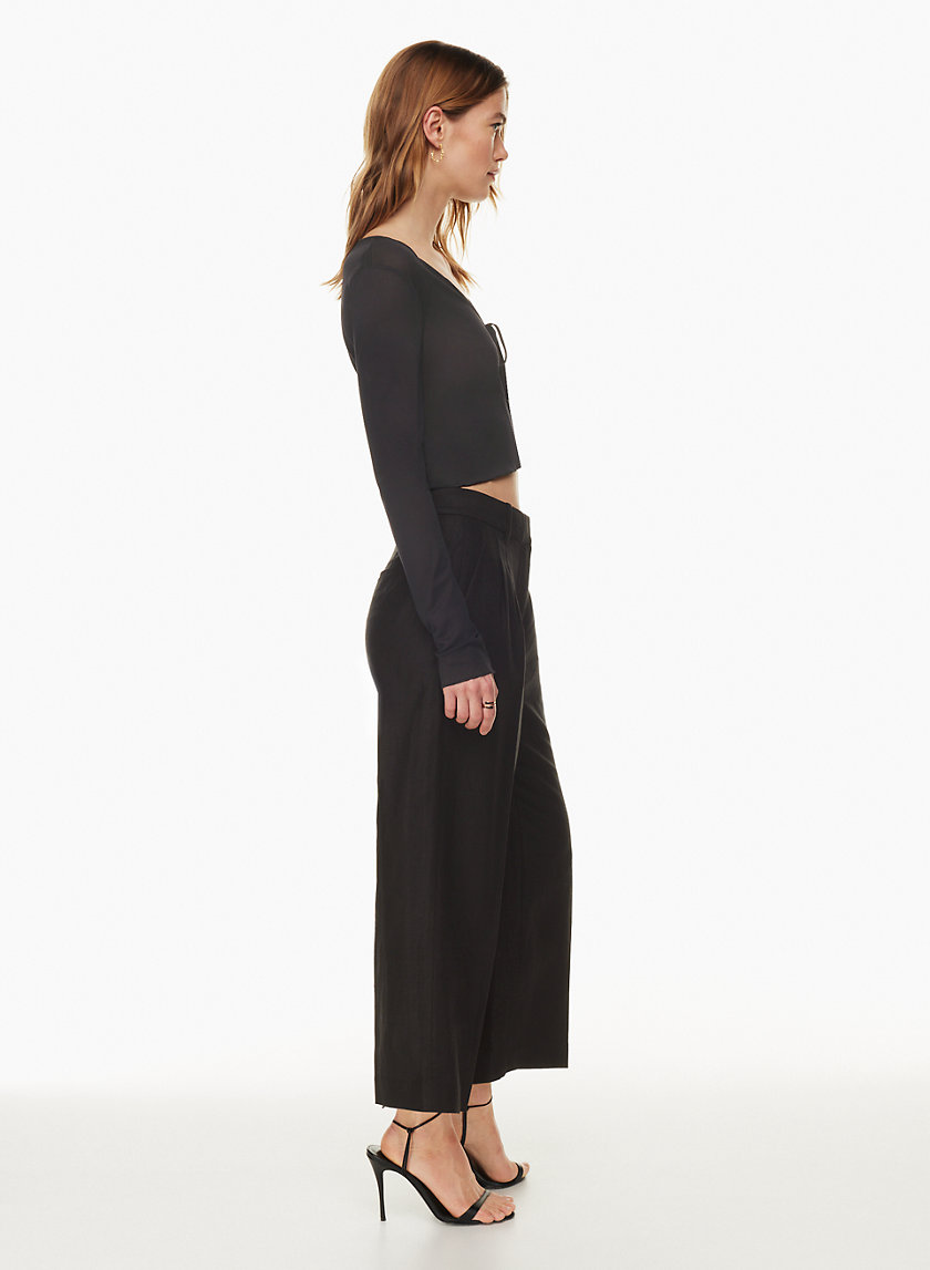 Lily Wide Cropped Linen Pant