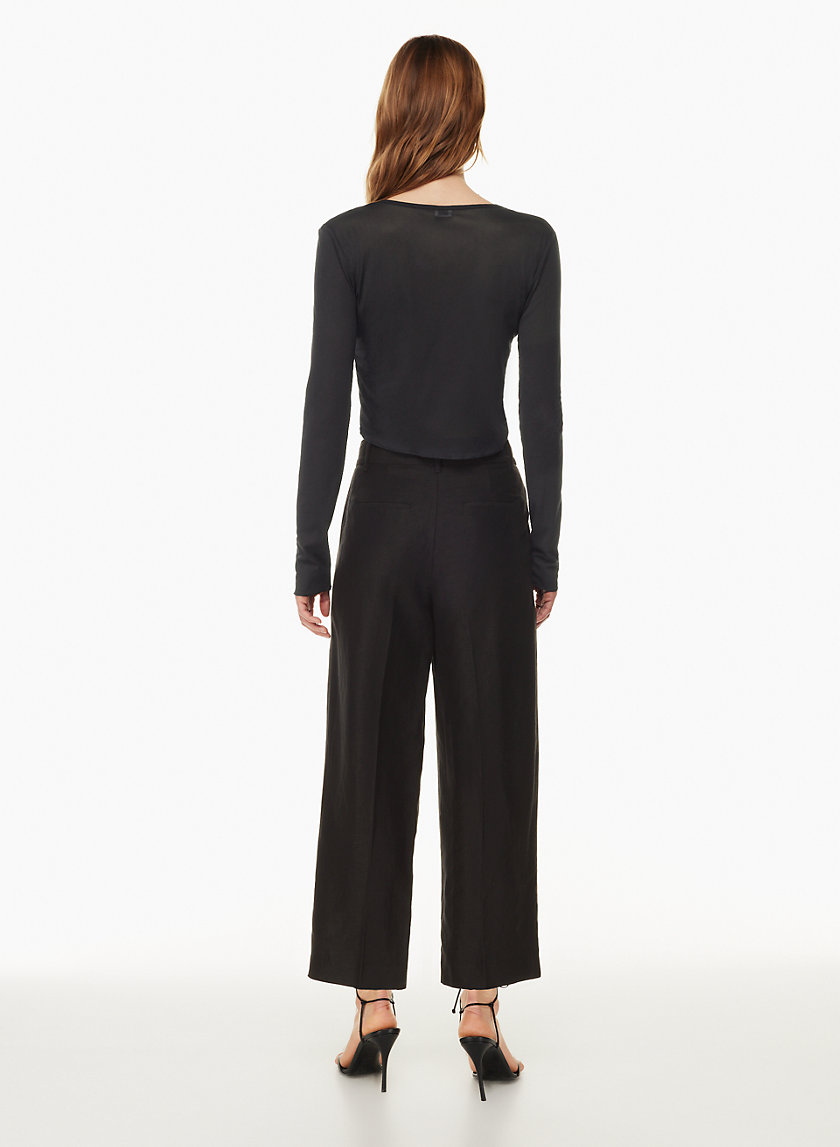 Cropped Linen Pant Black - Usolo Outfitters
