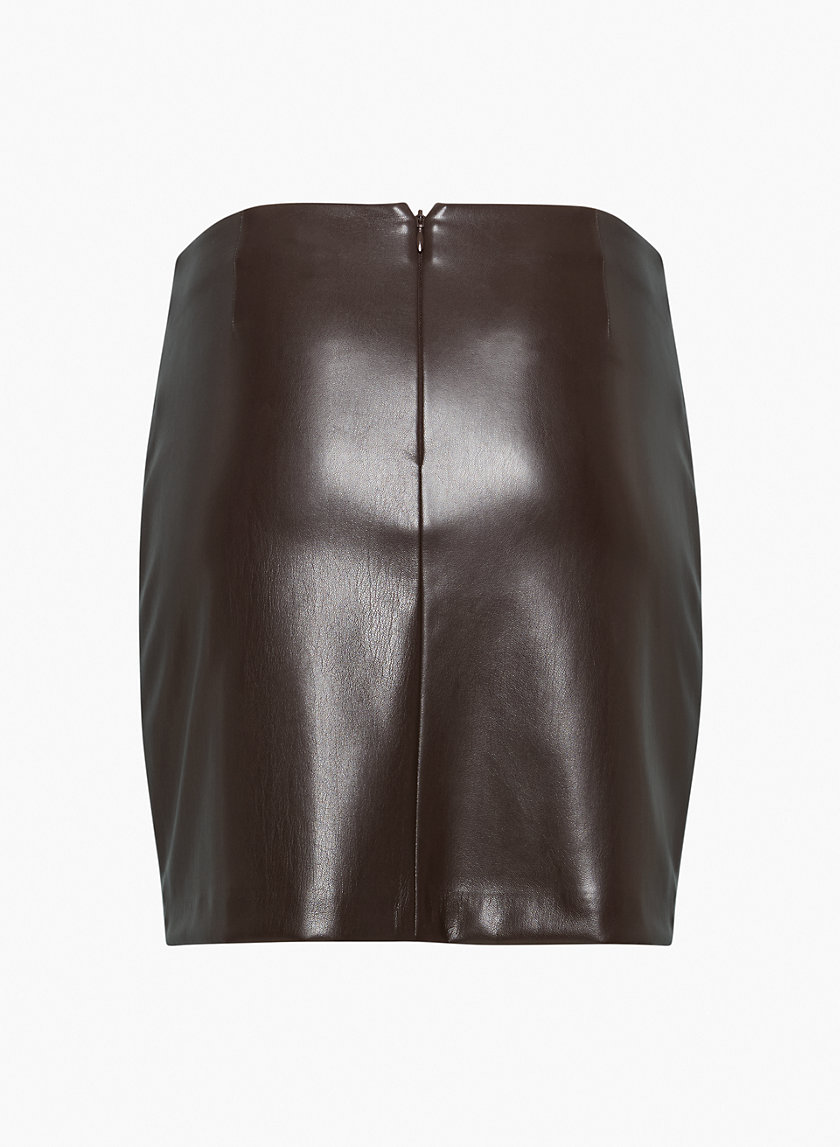 Plus Size Faux Leather Paperbag Skirt - Mocha
