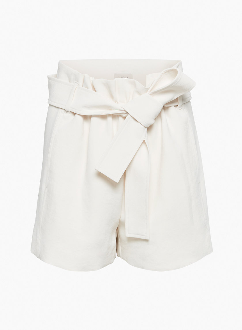 Paper Bag Belted Jean Shorts White