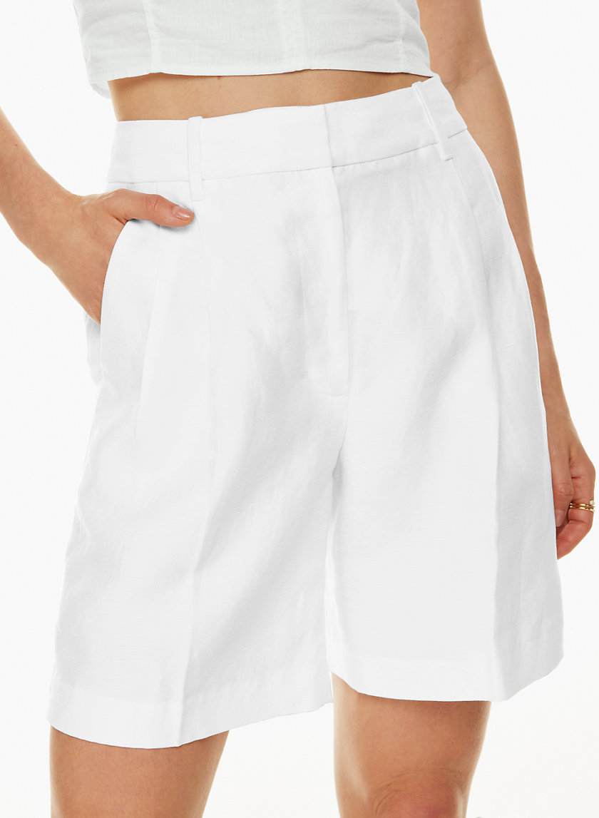 Linen rayon twill shorts
