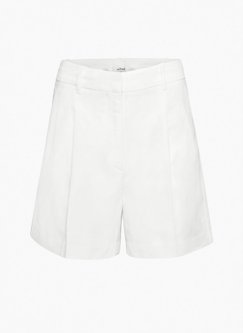 White Linen Blend Smart Short - WOMEN Shorts