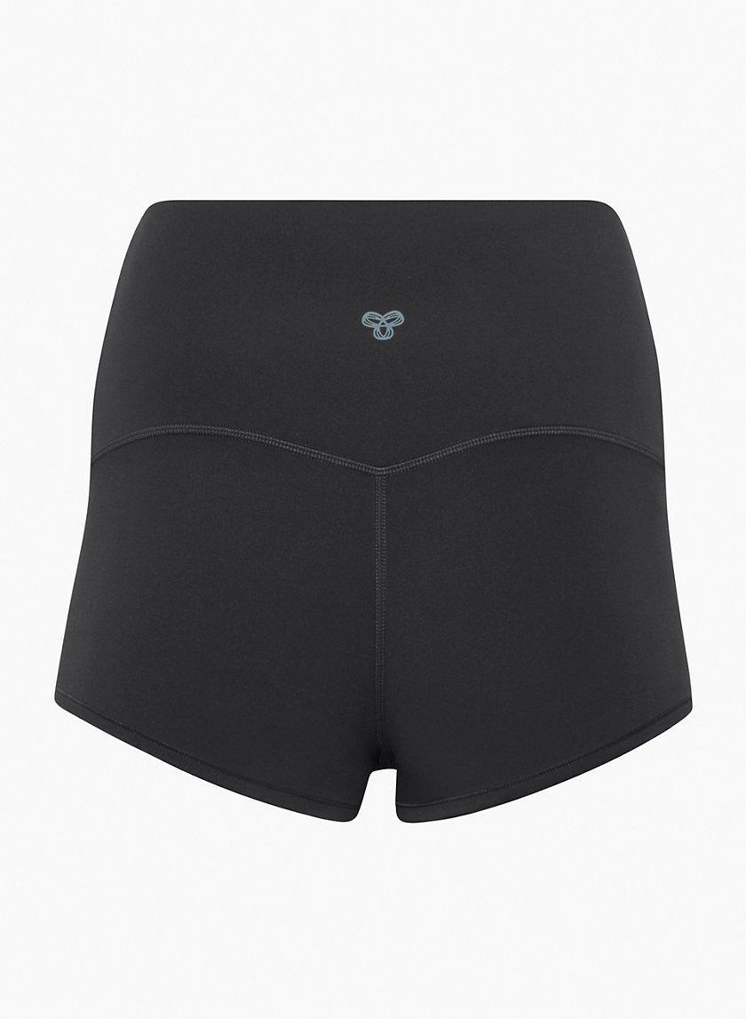 Black Matte Tricot Spandex Booty Shorts. Low Rise and Cheeky