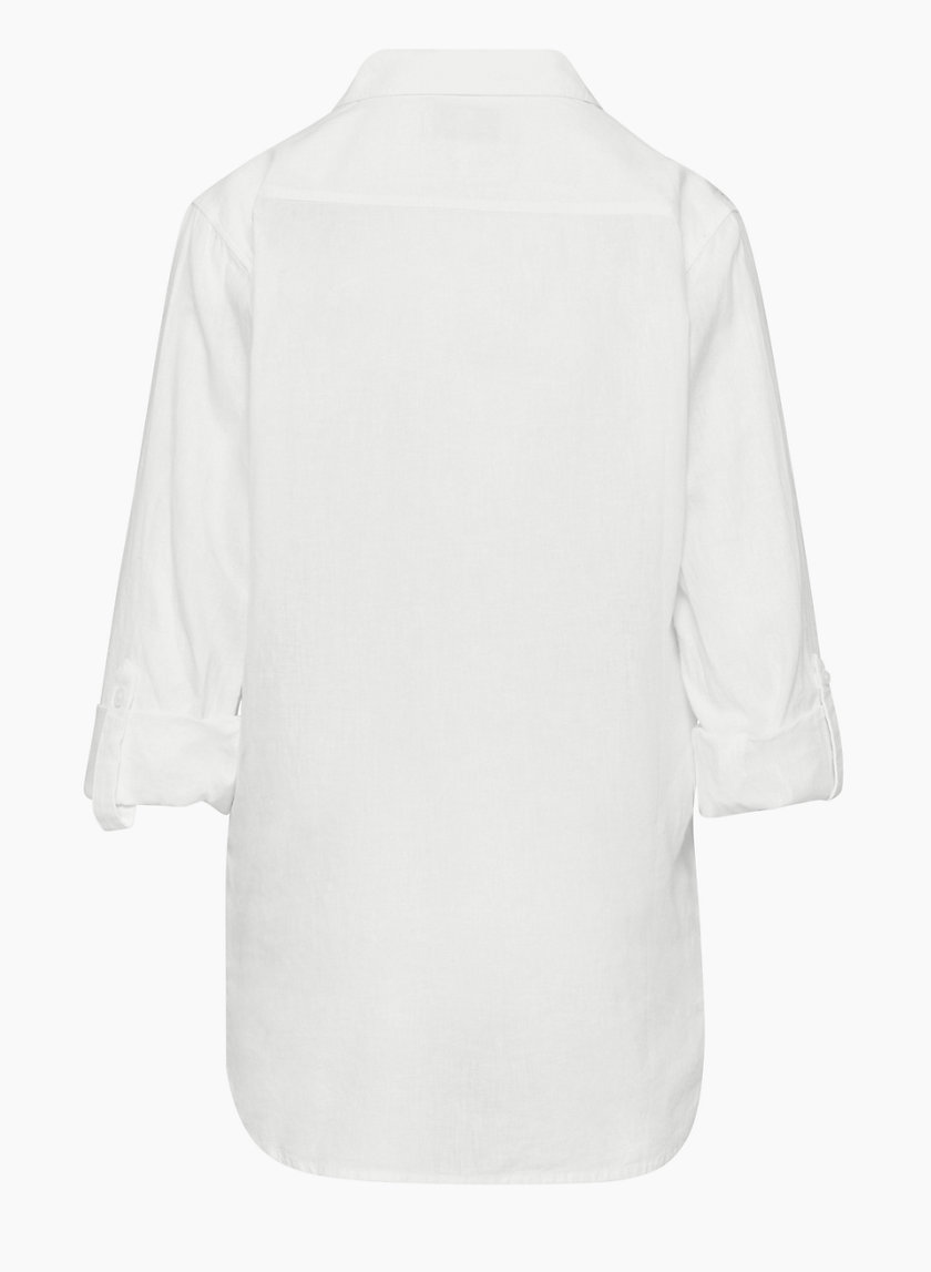 Reserve Bodega Linen Button Down Short Sleeve Shirt White
