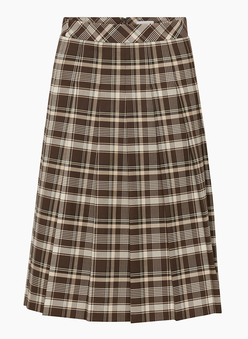 Brown plaid hotsell skirt with buttons