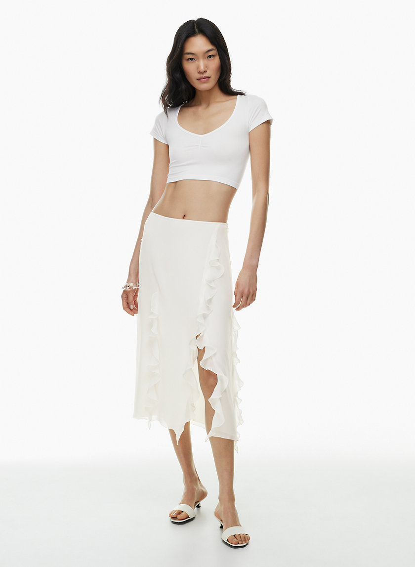 White Organza Statement Ruffle Skirt: Women's Luxury Skirts