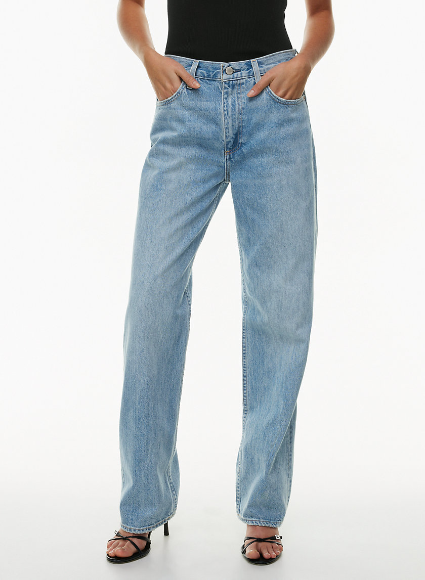Pull&Bear mid rise wide leg jeans in dirty wash blue