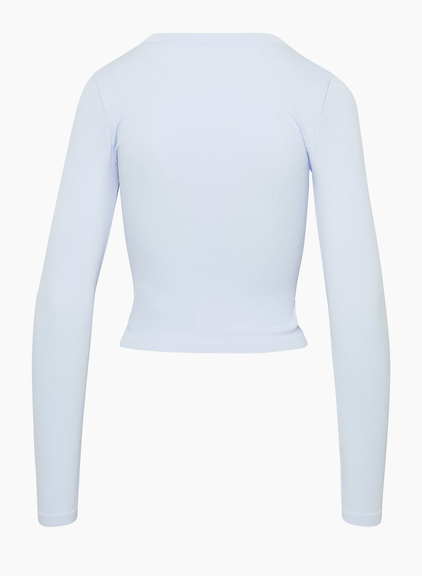 Aerie Just Add Leggings Women's Gray Long Sleeve Knit Ruffled Slit Sweater  XS