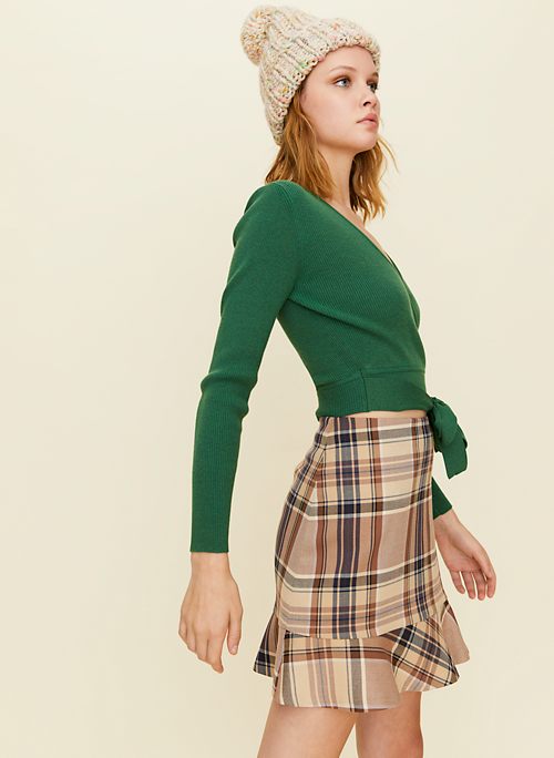 Little Moon CAMPARI CHECK SKIRT | Aritzia US