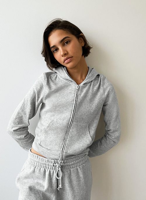 ribbed zip up hoodie