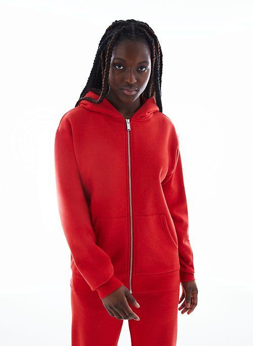 womens red zipper hoodie