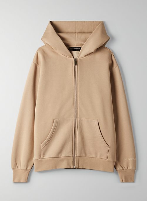 tan zip up hoodie