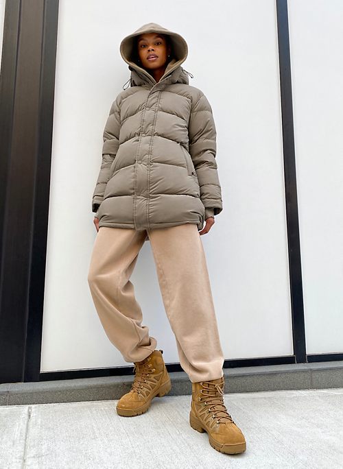 tan puffer coat