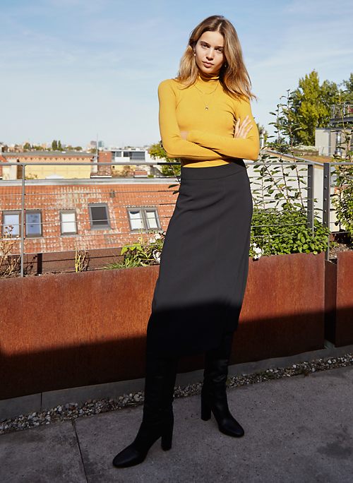 yellow turtle neck top