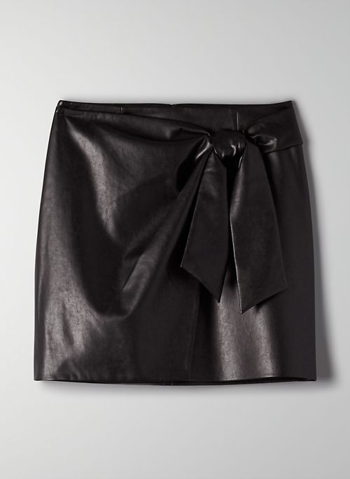 WRAP FRONT SKIRT - Vegan leather mini skirt