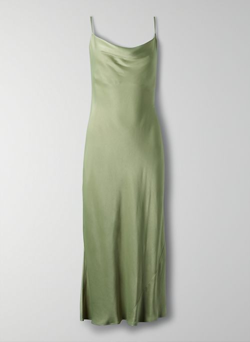 green slip maxi dress