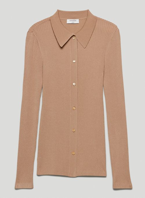 FINLEY SWEATER - Ribbed button-up cardigan