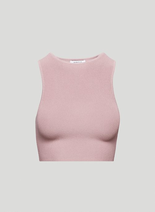 symoid Women's Sweaters - Fashion Top Sleeveless Sweater Knitting Turndown  Collar Tank Top Pink M 