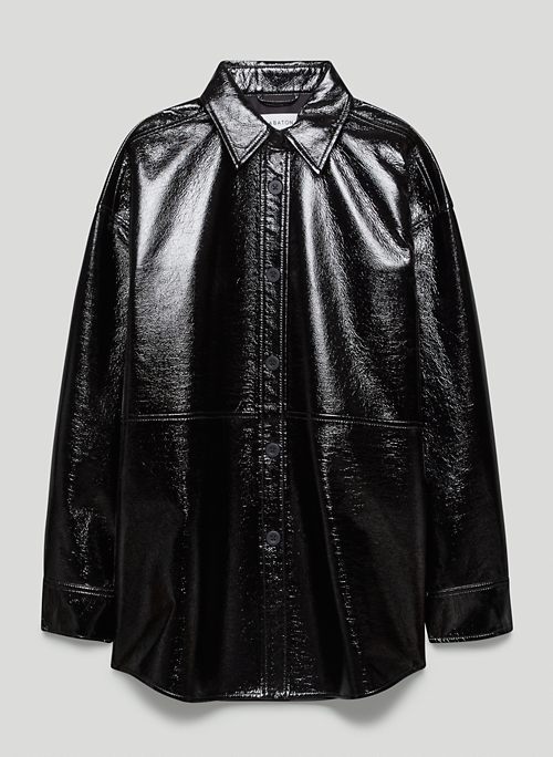 PELLI SHIRT JACKET - Glossy, button-up Vegan Leather shacket