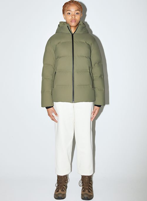 khaki green puffer jacket