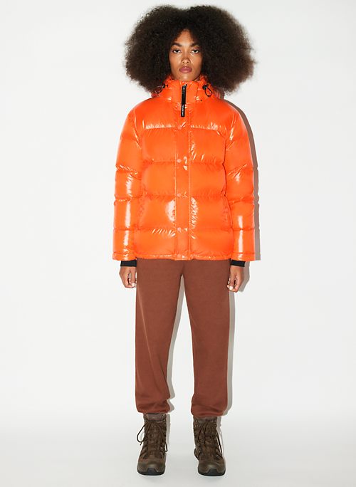 orange puffer jacket women's