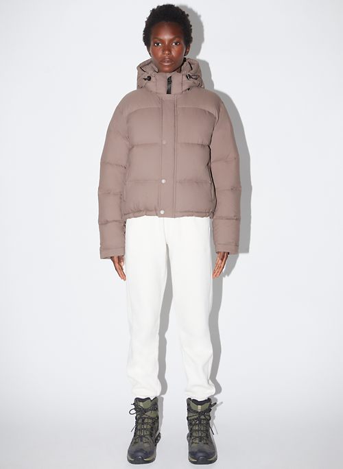 brown womens puffer coat