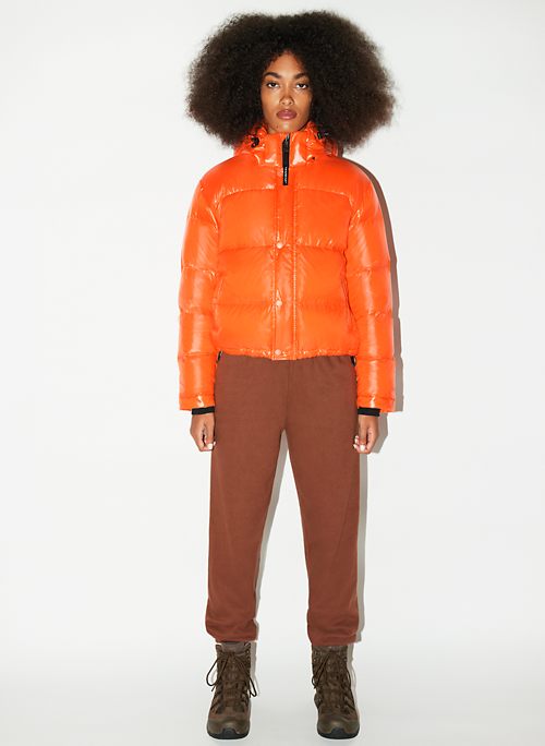 orange puffer jacket womens