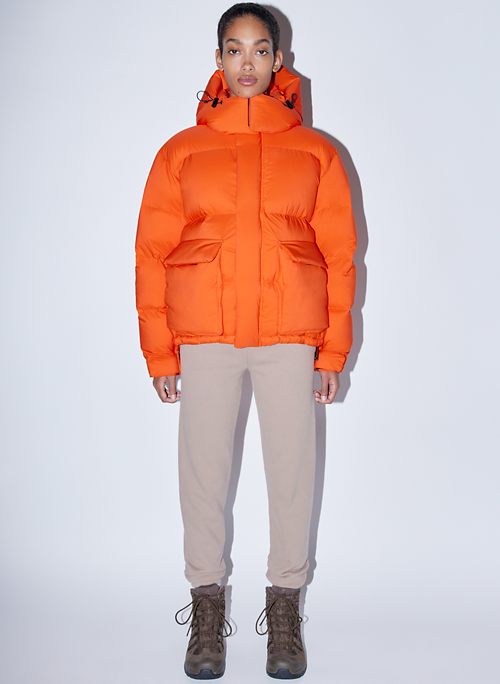 orange puffer jacket women's