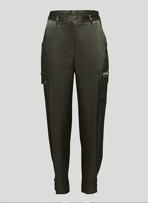 REFINED CARGO PANT - High-waisted, satin cargo pants