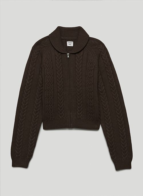 GIGI ZIP-UP - Chunky, cable-knit zip-up sweater