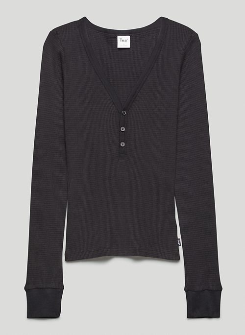 THERMAL HENLEY - Thermal henley, long-sleeve shirt
